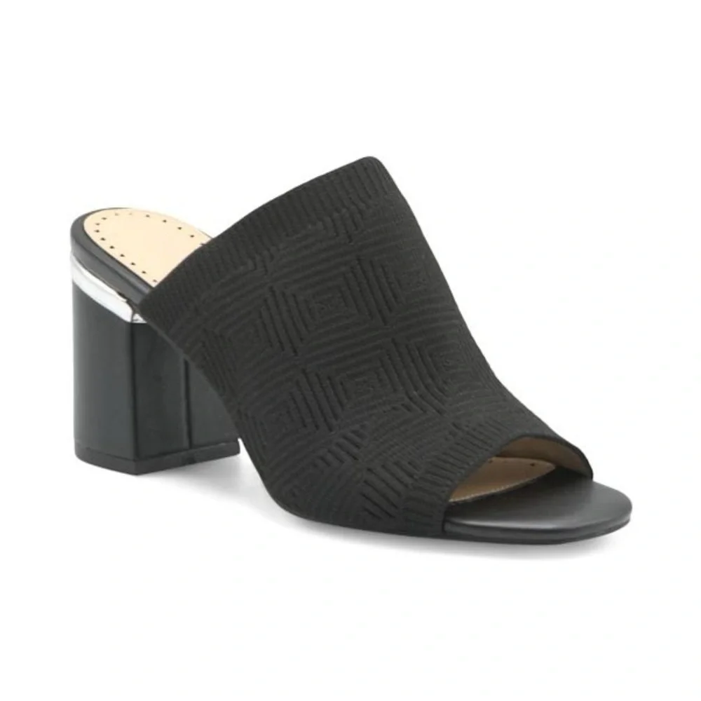 Adrienne Vittadini Arielle Block Heel Mules in Black Size 8.5 - Picture 4 of 10